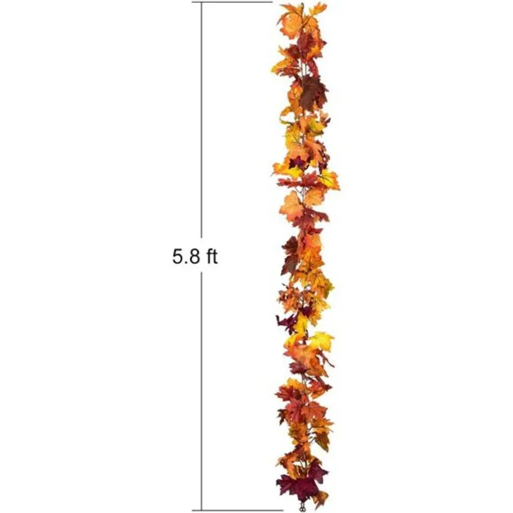 4 Pcs Fall Garland Maple Leaf, 5.9Ft/Piece Hanging Vine Garland Artificial
